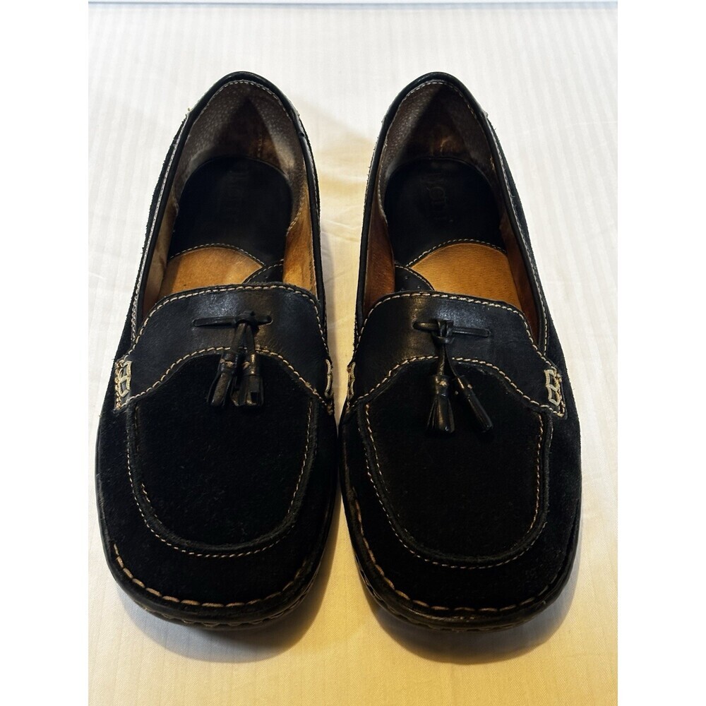 Børn Black Leather Suede Slip On Penny Loafers Women’s EU42 US10 Men’s EU42 US9